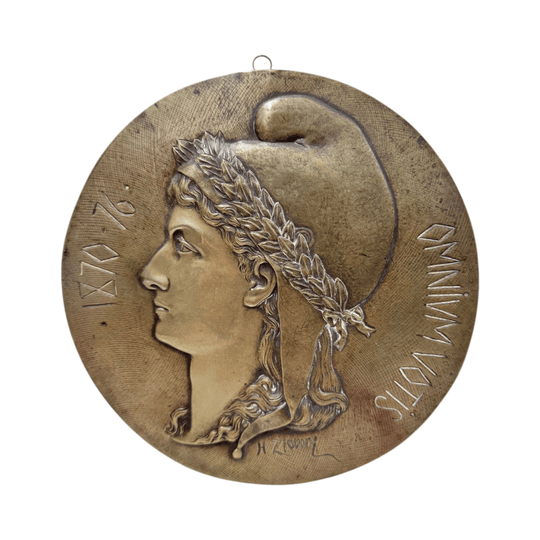 Antique French Bronze Signed Wall Plaque 1870's.