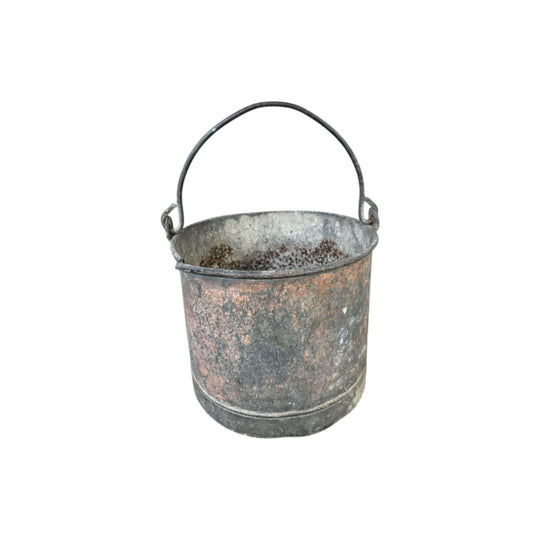 Antique French bucket with swing handle and lovely pink patina, from Provence, Approx. H44cm x Dia32cm