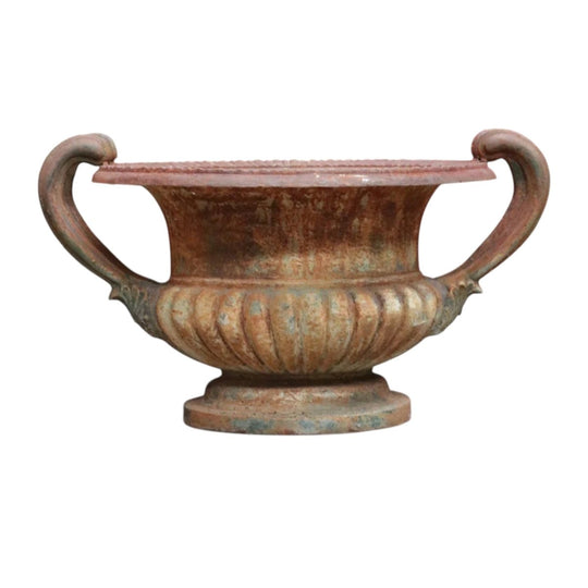 Antique French Cast Iron Medici Urn Campana Garden Planter. B12981