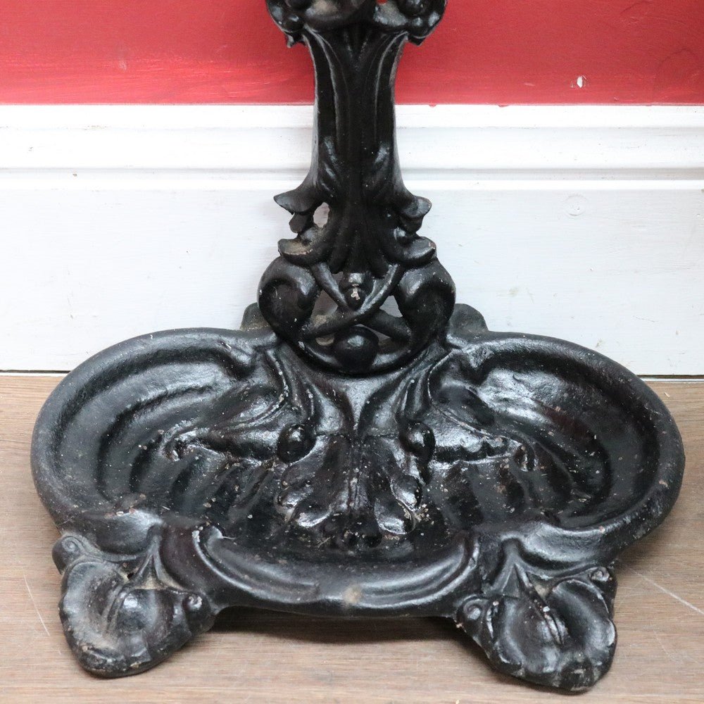 Antique French Cast Iron Umbrella Stand with Drip Tray and Decorative Black Enamel Finish. B12500 | Bazaa | Designer, Vintage and Antique Furniture