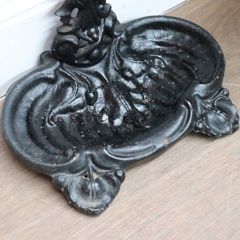Antique French Cast Iron Umbrella Stand with Drip Tray and Decorative Black Enamel Finish. B12500 | Bazaa | Designer, Vintage and Antique Furniture