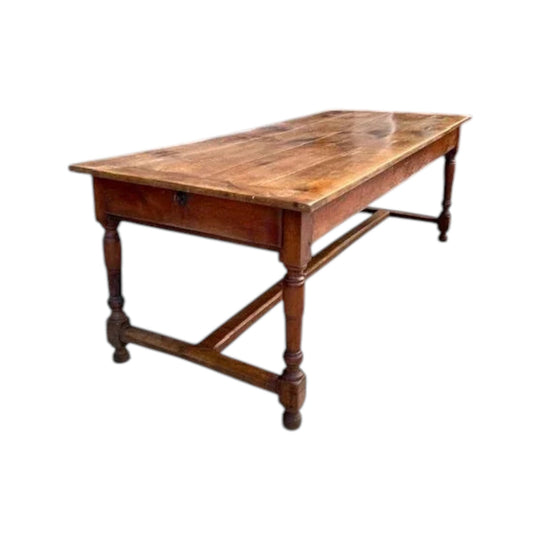 Antique French Cherrywood plank top Table.