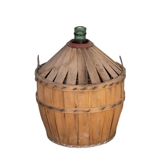 Antique French Demi John wine bottle in casing from Provence - part of a larger collection