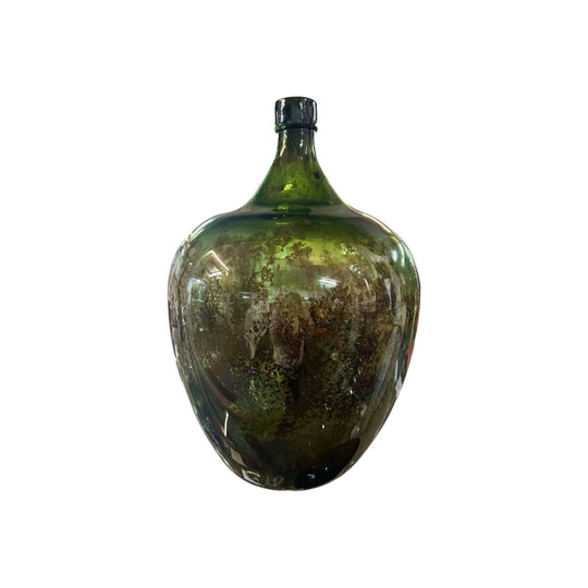 Antique French demijohn bottle green hand blown balloon shaped oil FRANCE 1800's