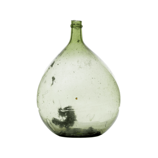 Antique French Demijohn Green Wine Bottle from Provence