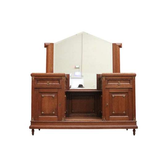 Antique French Dressing Table, Twin Pedestal Marble and Mirror Dressing Table