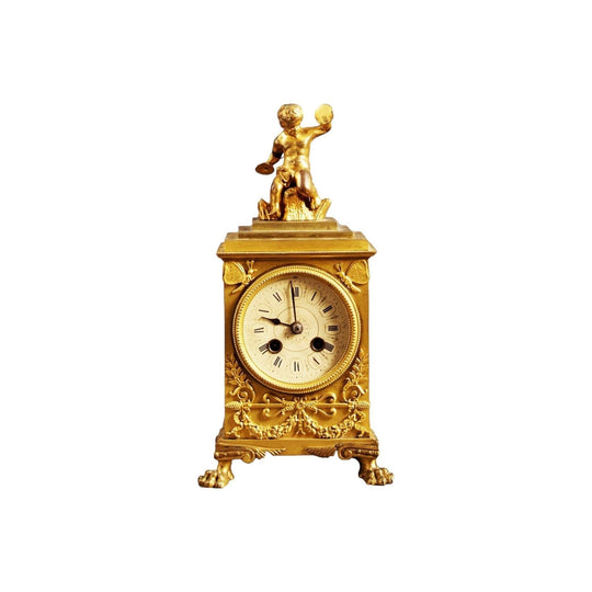 Antique French  early 19th Century Gilt Bronze Mantel Clock