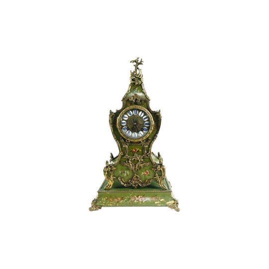 Antique French green painted with bronze mounts clock