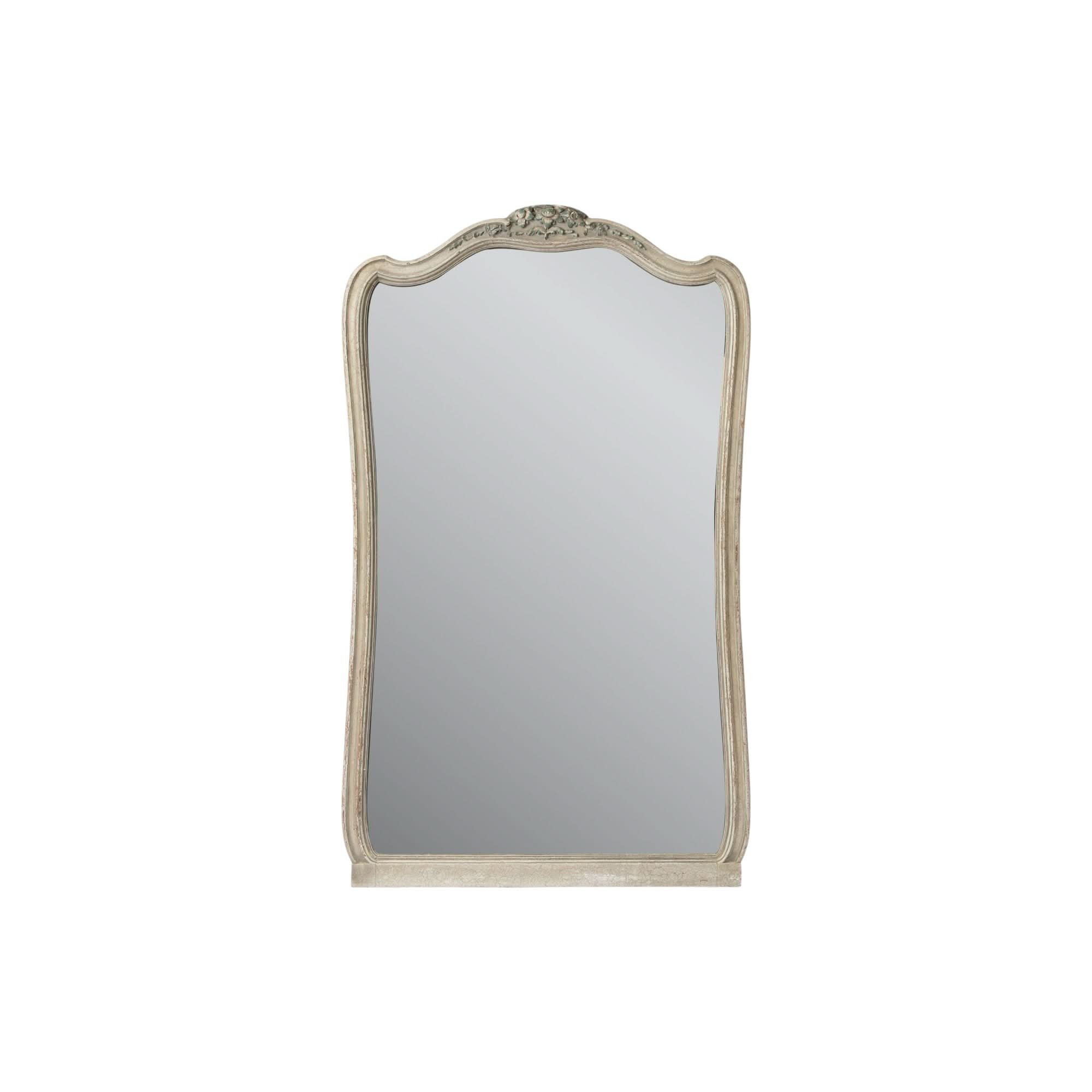 Antique French Grey Painted Large Mantle Mirror with floral carvings from Provence | Bazaa | Designer, Vintage and Antique Furniture