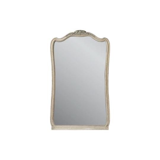 Antique French Grey Painted Large Mantle Mirror with floral carvings from Provence