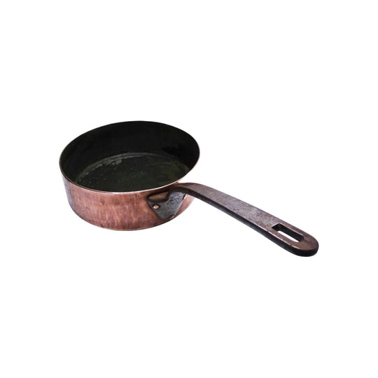 Antique French heavy copper cooking pan