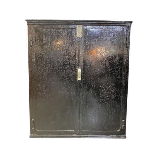 Antique French Industrial Black Metal Cabinet c1900