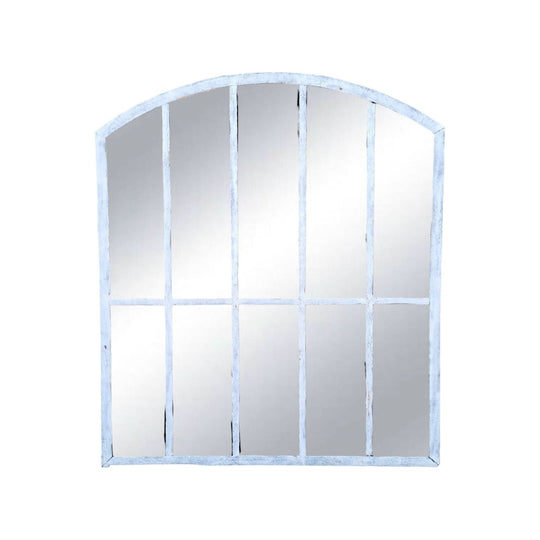 Antique French iron window garden mirror