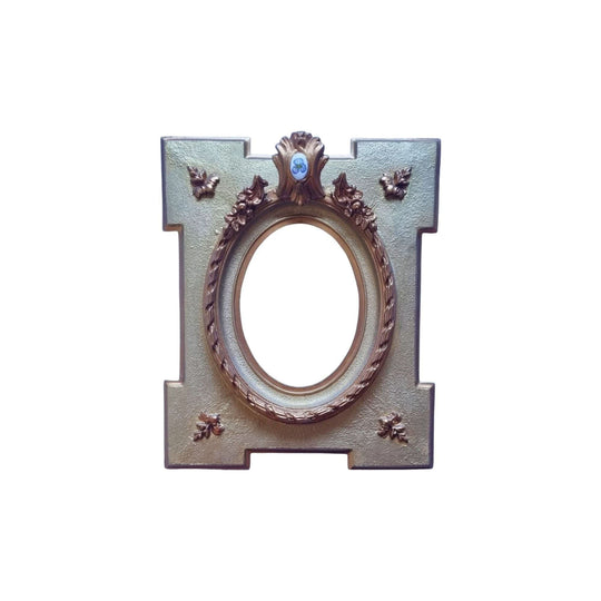 Antique French Italian oval window gilt picture frame