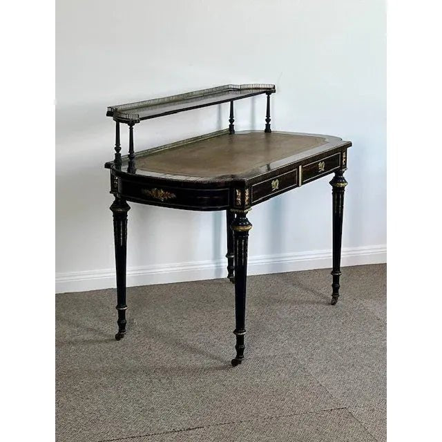 Antique French later 1800s Coromandel and gilt dore Writing Table / Desk /Bureau Plat. | Bazaa | Designer, Vintage and Antique Furniture
