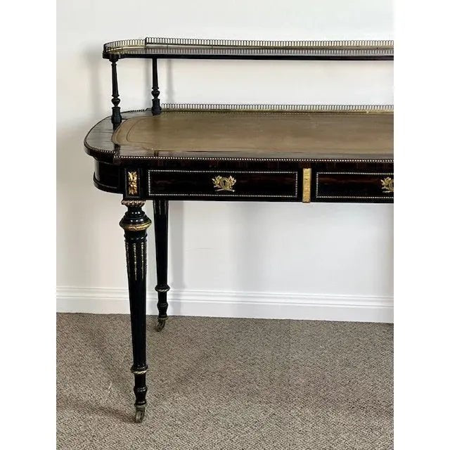 Antique French later 1800s Coromandel and gilt dore Writing Table / Desk /Bureau Plat. | Bazaa | Designer, Vintage and Antique Furniture