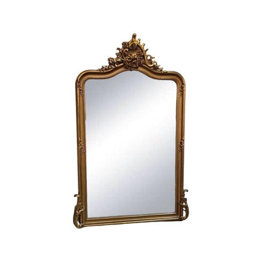 Antique French Louis XV style gilt mantle mirror