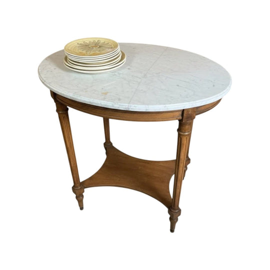 Antique French Louis XVI Oval Marble Top Table | 19th Century Furniture