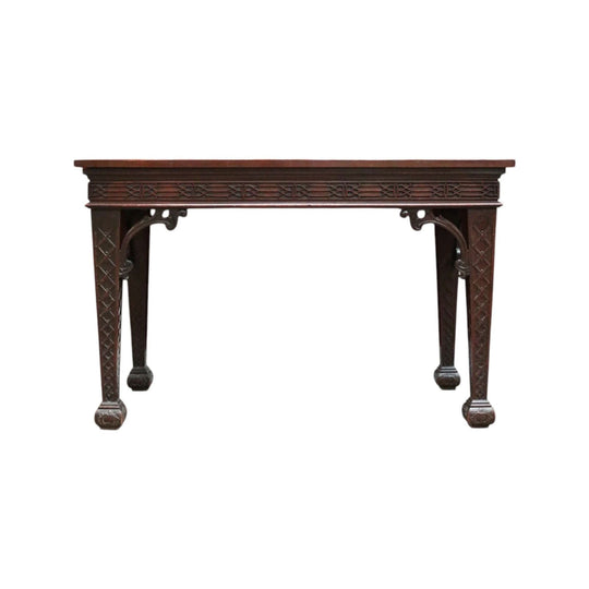 Antique French Mahogany Hall Table or Side, Sofa, Entry Table with Fretwork Detail.