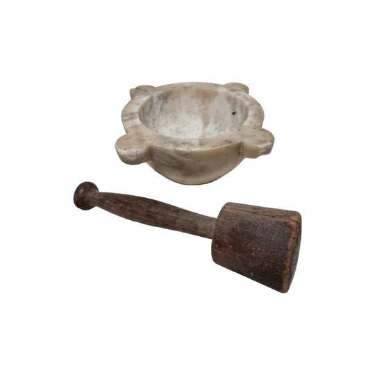 Antique French marble mortar and pestle