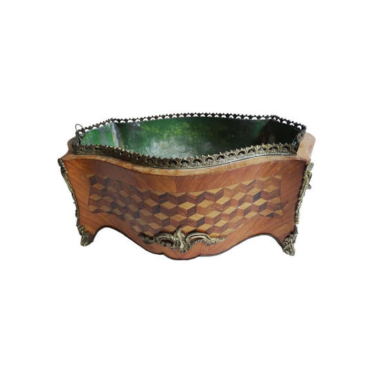 Antique French marquetry table jardiniere