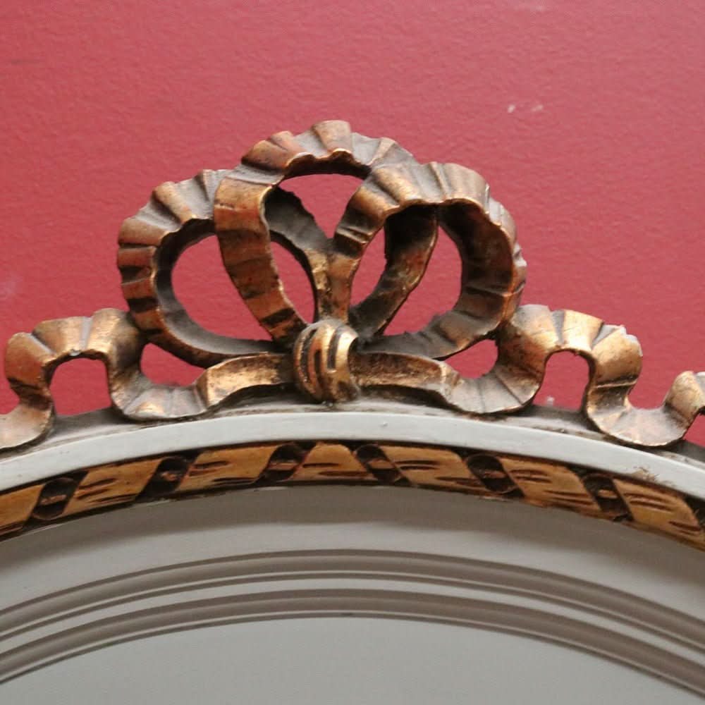 Antique French Mirror, An Antique French Grey Oak Bevelled Edge Wall Mirror with Gilt Trim. B11998 | Bazaa | Designer, Vintage and Antique Furniture