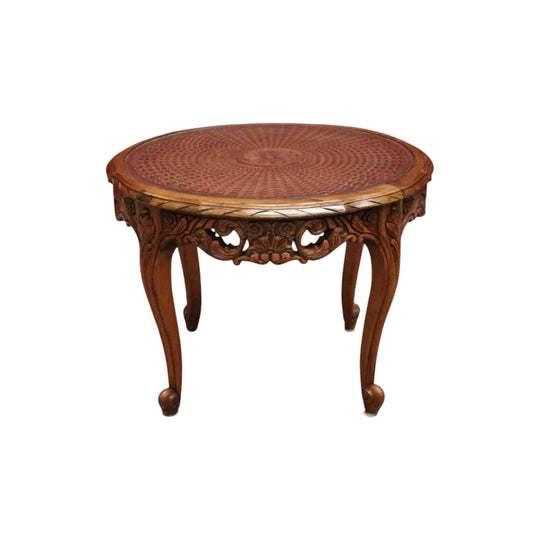 Antique French Oak, Cane and Glass Top Coffee Table, Lamp or Side Table. 1940's