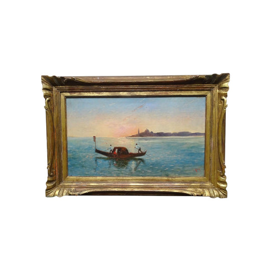 Antique French oil painting of Venice Italy