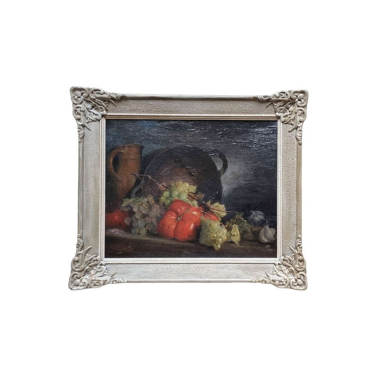 Antique French or Belgium still life oil painting