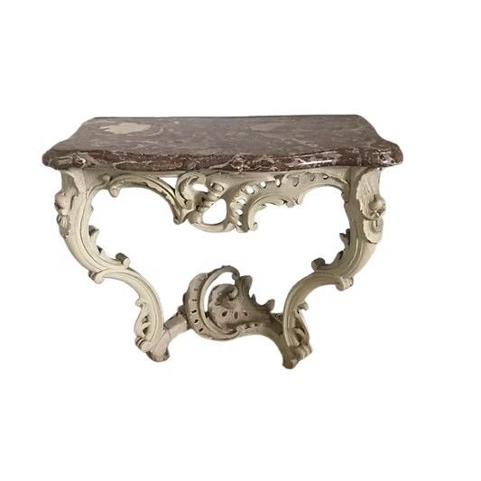 Antique French painted marble top Louis XV Style Console Table