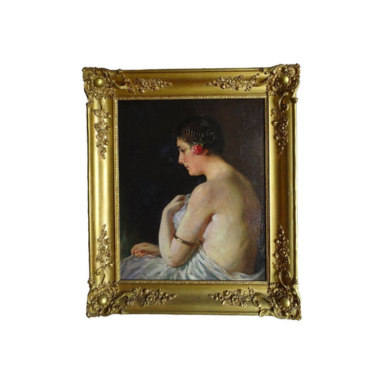 Antique French portrait of a lady oil painting