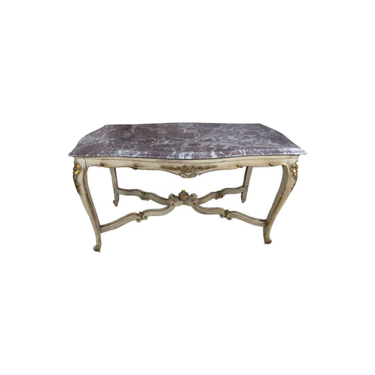 Antique French provincial style coffee table with marble