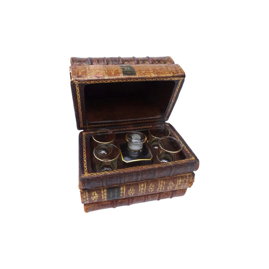 Antique French secret book stack drinks tantulus.