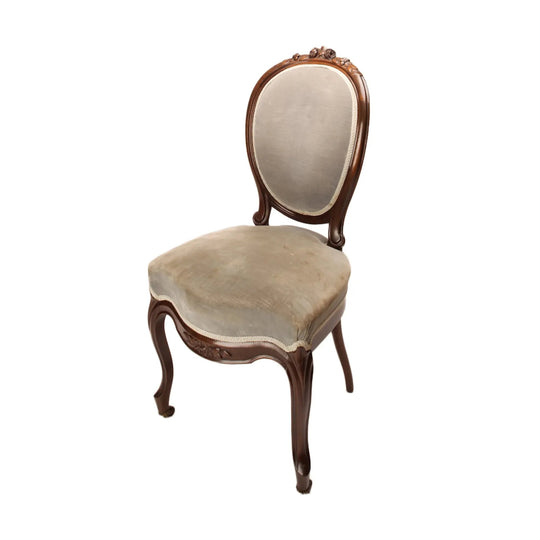 Antique French Set of 8 Louis Phillipe Beech Dining Chairs.