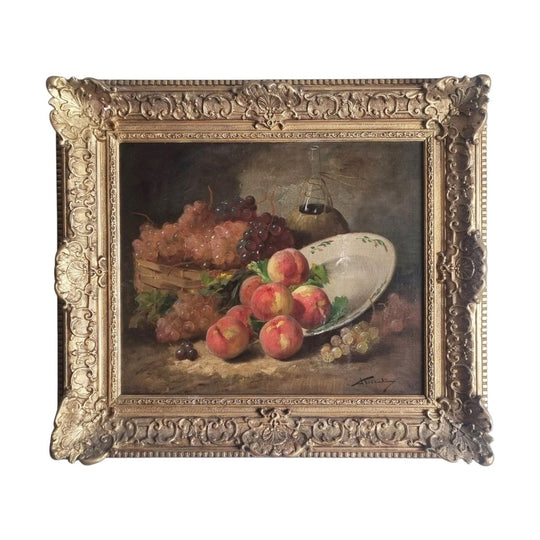 Antique French still life oil by Arthur Brunel de Neuville