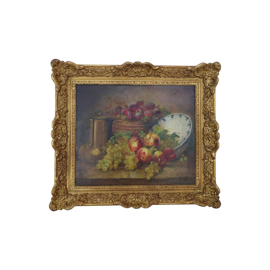 Antique French still life oil painting