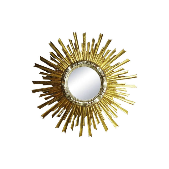 Antique French timber sunburst mirror