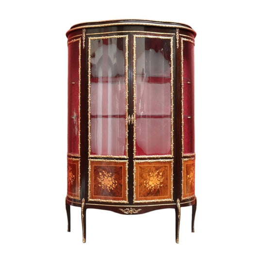 Antique French Vernis Martin Display Cabinet with Curved Glass and Ormolu Mounts. B13037