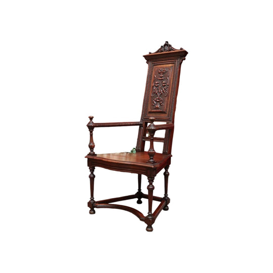 Antique French Walnut circa 1840-50 Bedroom, Throne Chair, Hall or Desk Chair.