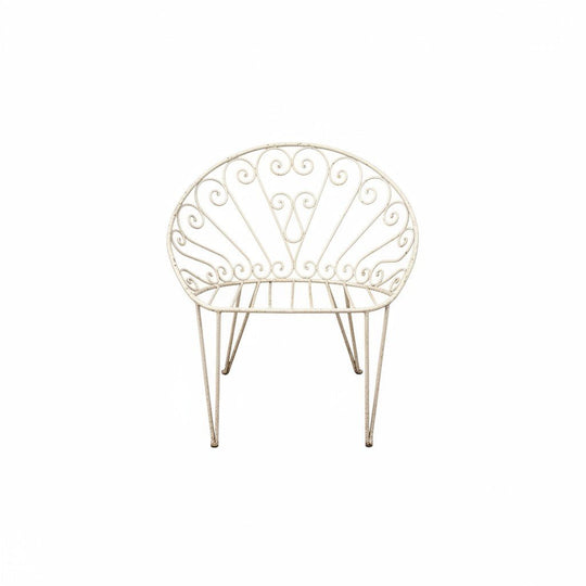 Antique French White Iron Chair