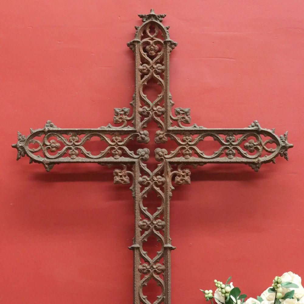 Antique French Wrought Iron Crucifix with Fretwork – Garden Memorial Cross. B12518 | Bazaa | Designer, Vintage and Antique Furniture