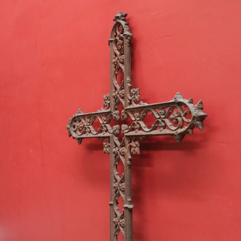Antique French Wrought Iron Crucifix with Fretwork – Garden Memorial Cross. B12518 | Bazaa | Designer, Vintage and Antique Furniture