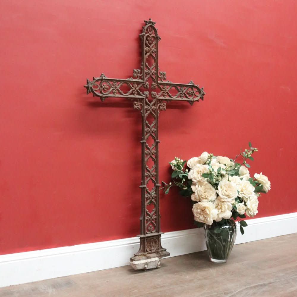 Antique French Wrought Iron Crucifix with Fretwork – Garden Memorial Cross. | Bazaa | Vintage, Designer and Antique Interiors