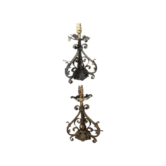 Antique French wrought iron table lamps