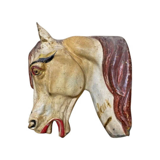 Antique French zinc horse head butcher shop sign