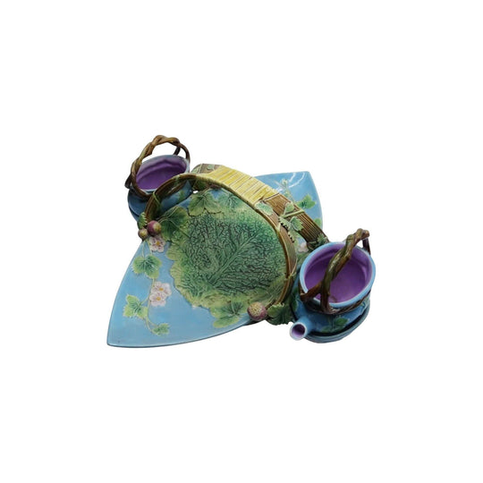 Antique George Jones majolica strawberry server