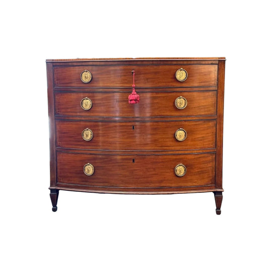 Antique Georgian  Bow Front Chest Of Drawers