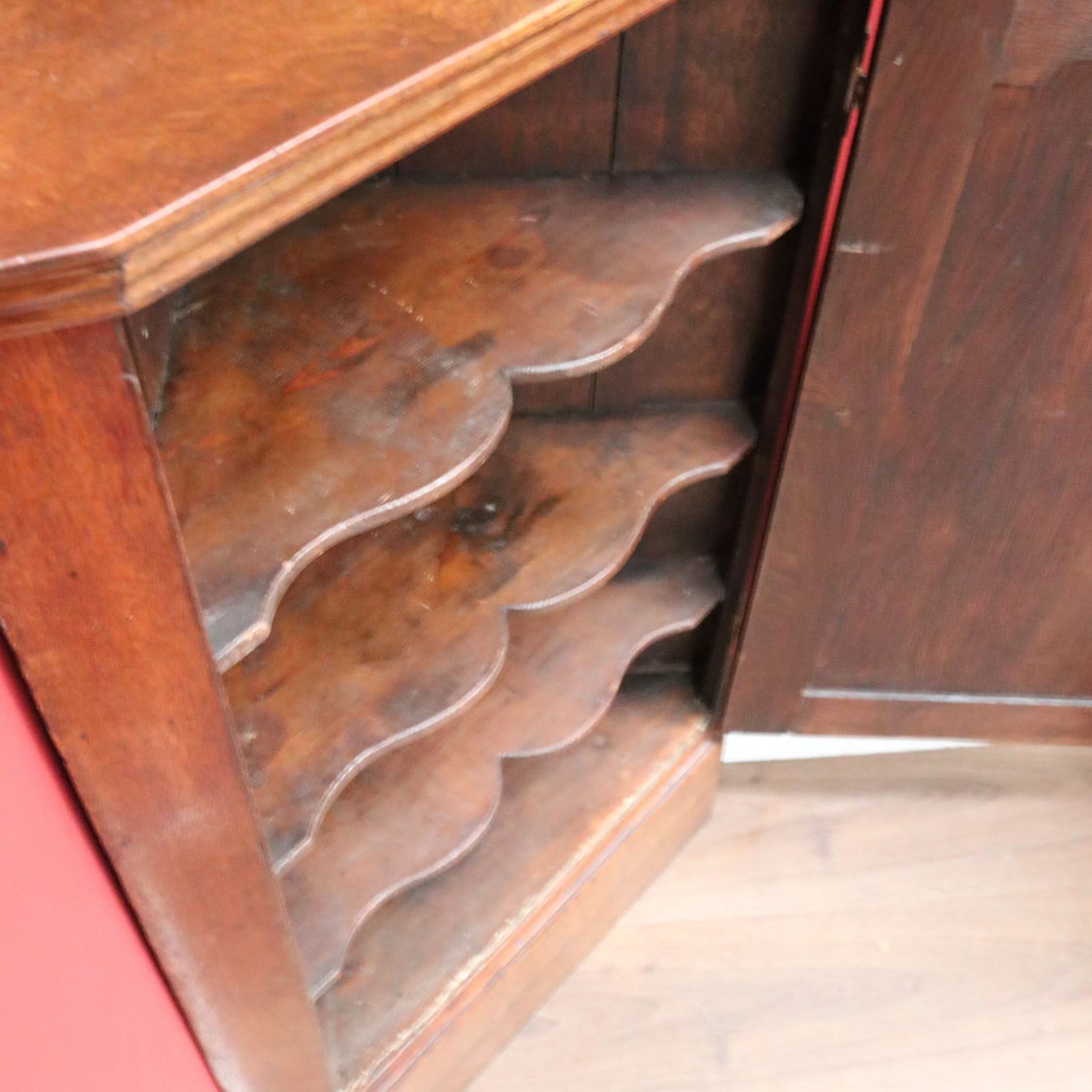 Antique Georgian English Oak Corner Cabinet – Brass Fittings, Key, 3 Shelves | Bazaa | Designer, Vintage and Antique Furniture