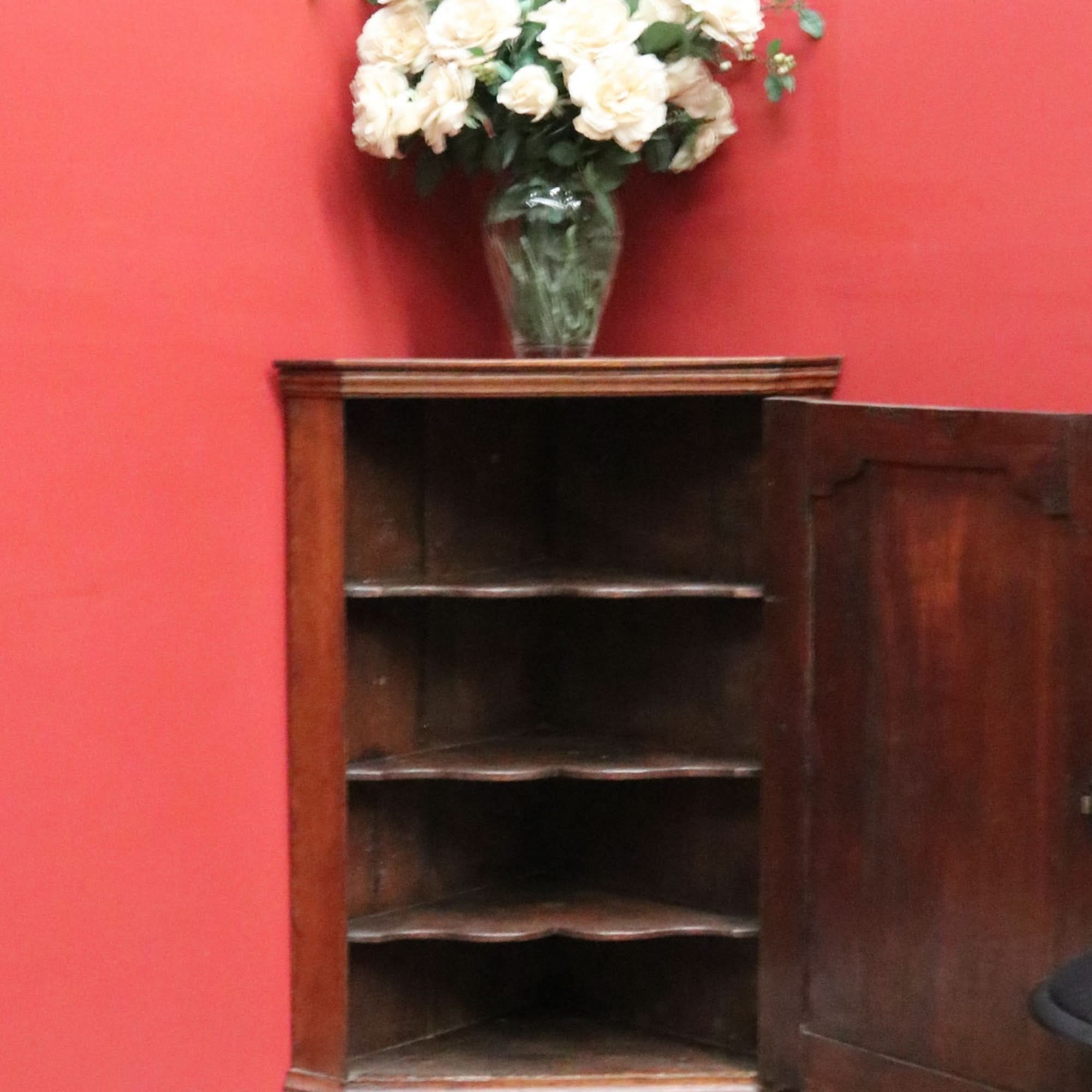 Antique Georgian English Oak Corner Cabinet – Brass Fittings, Key, 3 Shelves | Bazaa | Designer, Vintage and Antique Furniture