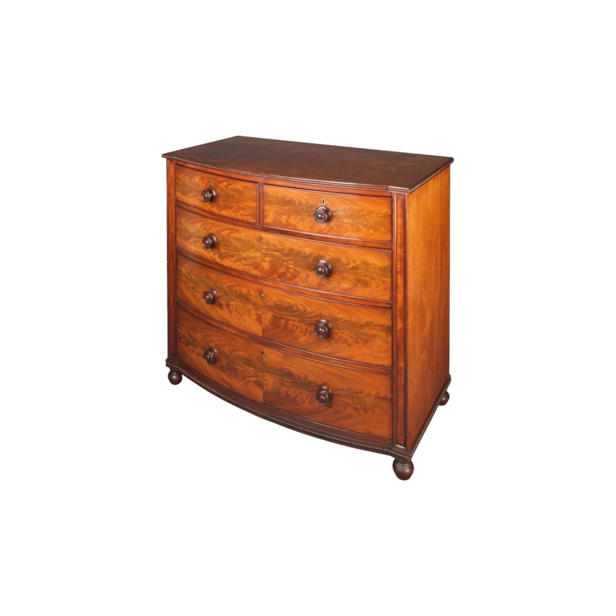 Antique Georgian / George IV Mahogany Bow Front Chest Of Drawers | Bazaa | Vintage, Designer and Antique Interiors